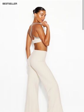 Garage Wide-Leg High-Rise Pants in Cream perfect peach active pants